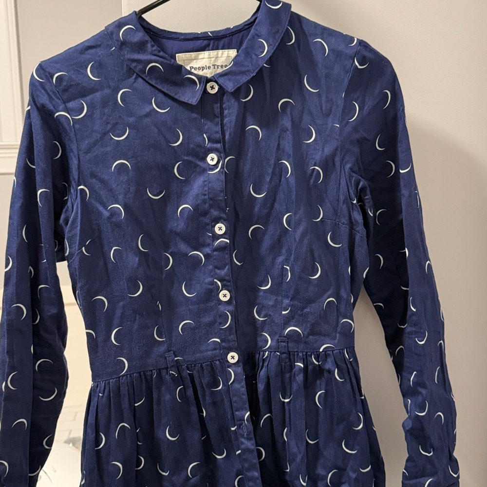 People Tree Dark Blue Crescent Pattern Dress - Picture 4 of 6